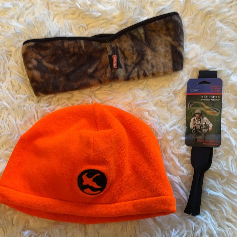 Camo Ear Warmer, Orange Beanie, & Eyewear Retainer